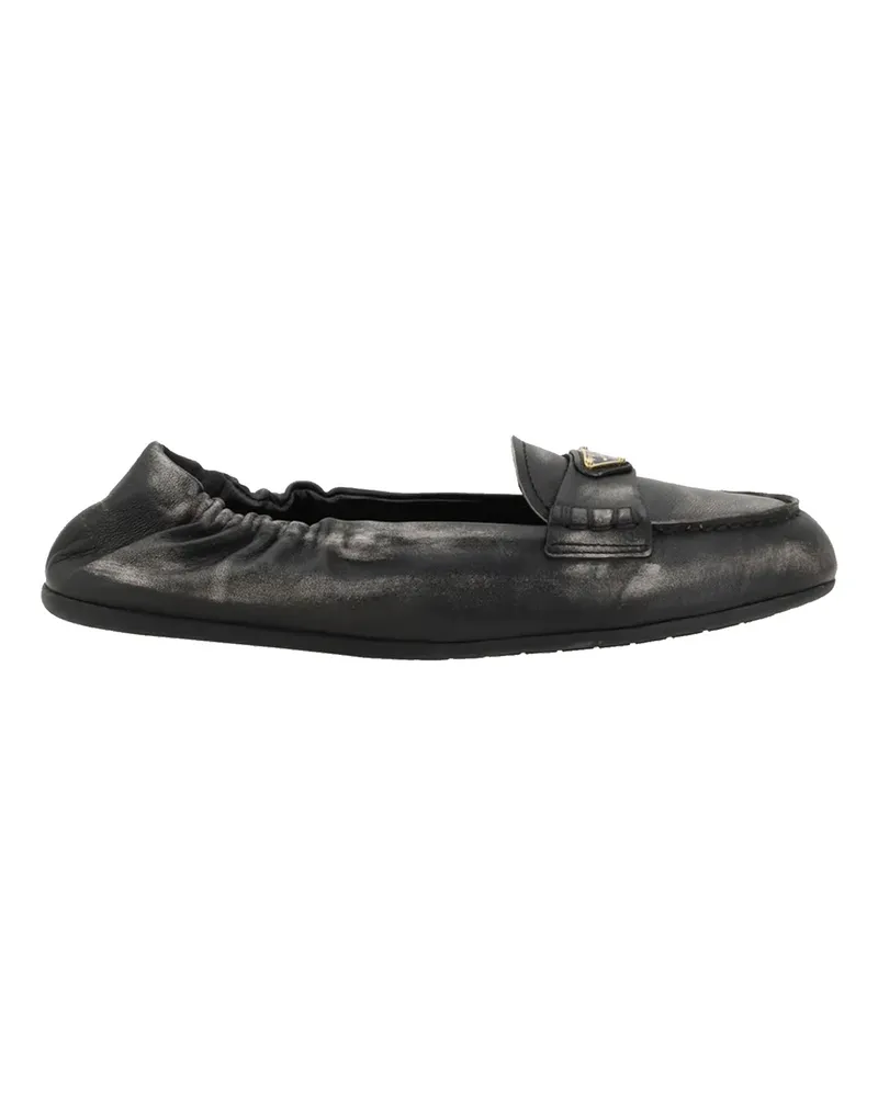 Prada Vintage Effect Leder -Slipper Black