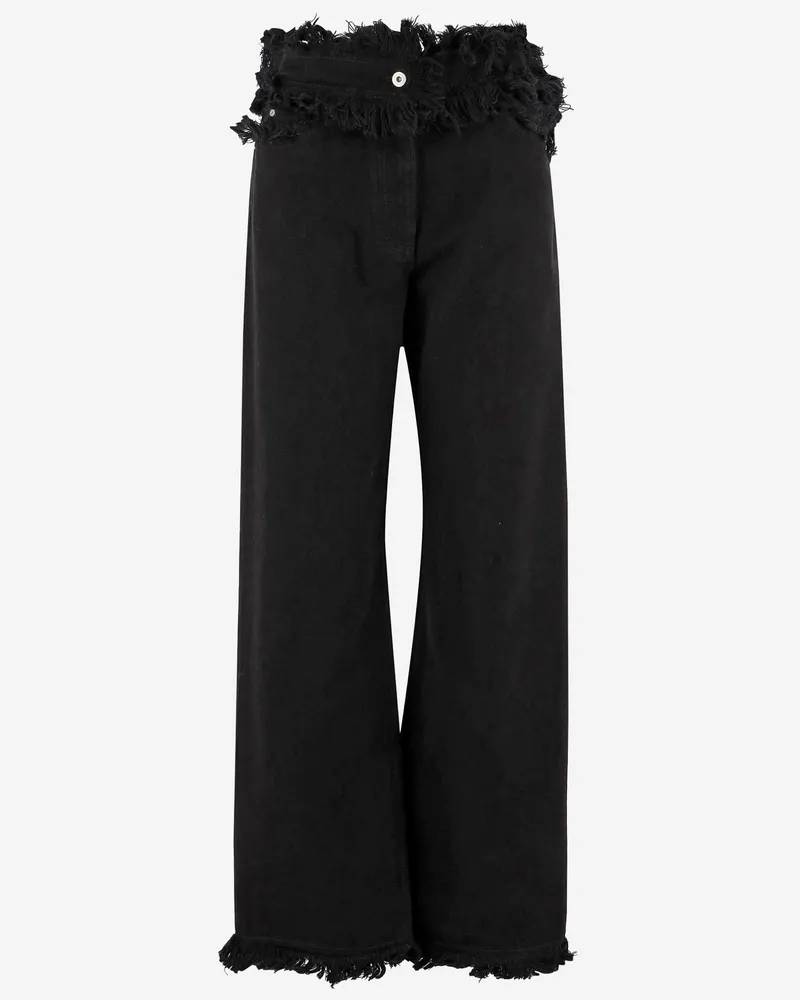 Ferragamo ausgefranste Baumwollhose Black