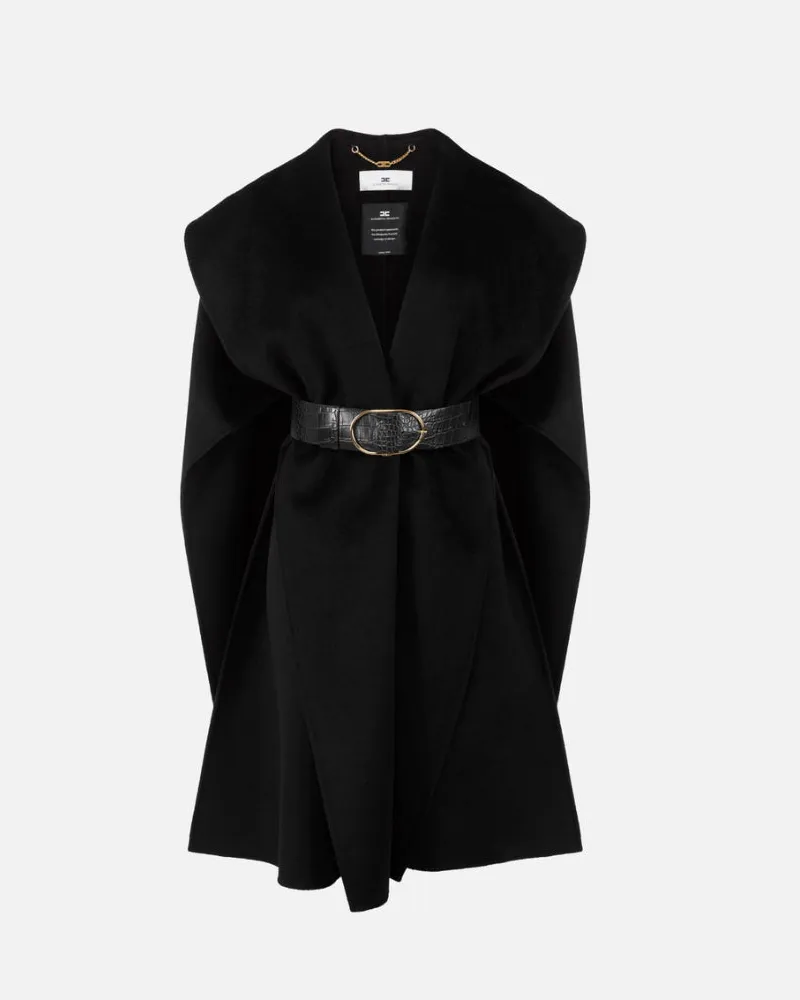 Elisabetta Franchi Cape Coat Black
