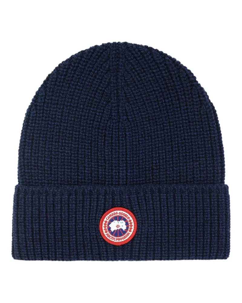 Canada Goose Canada Gans Logo Woll Mütze Blue