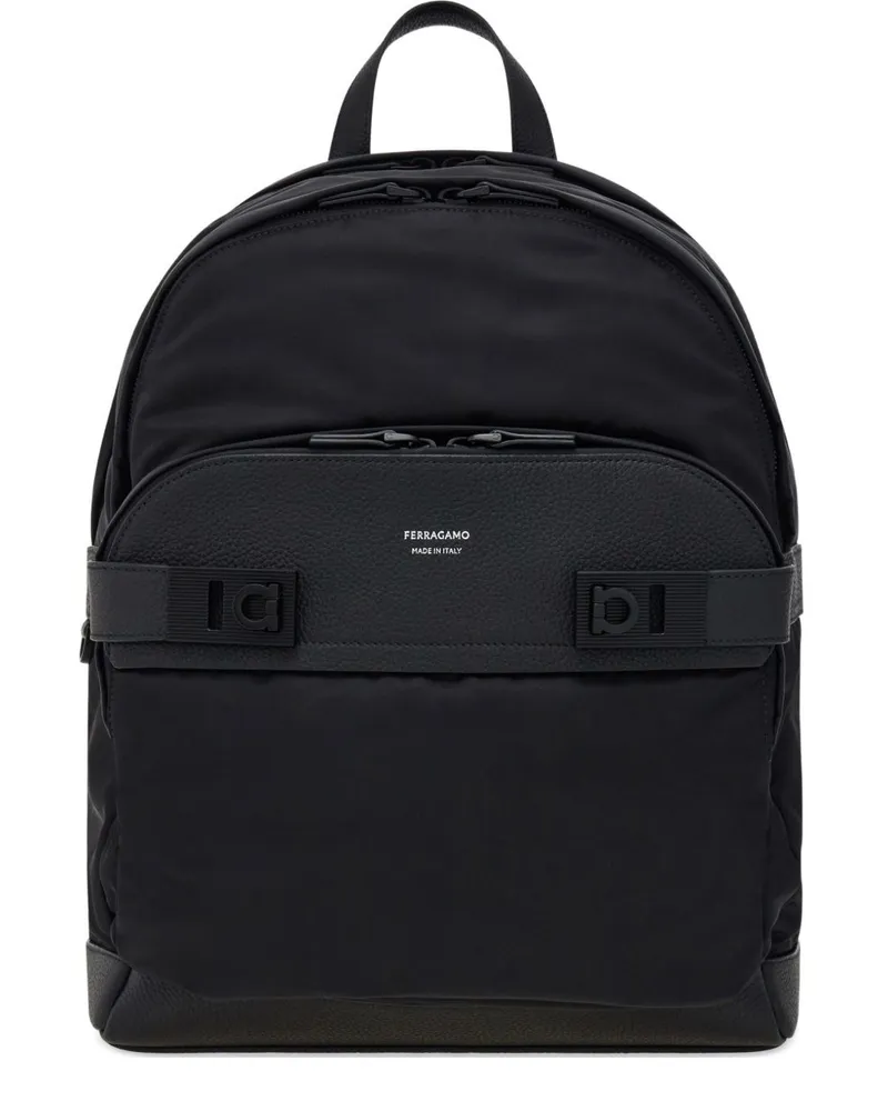 Ferragamo Twins Nylon Rucksack Black