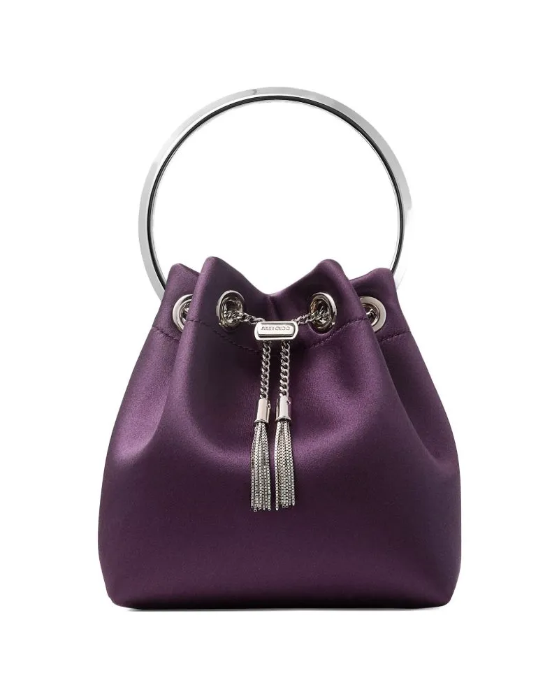 Jimmy Choo Bon Bon Leder-Beuteltasche Bordeaux
