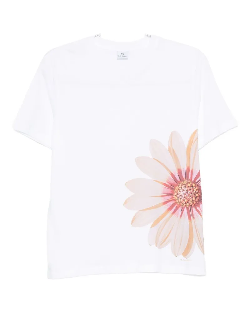 Paul Smith PS von Paul Smith Zinnia Print Baumwoll -T -Shirt White
