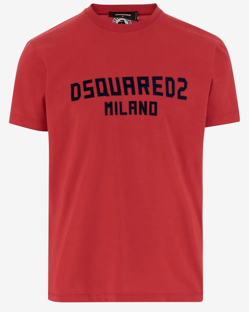 Dsquared2 Baumwoll -T -Shirt mit Logo Red