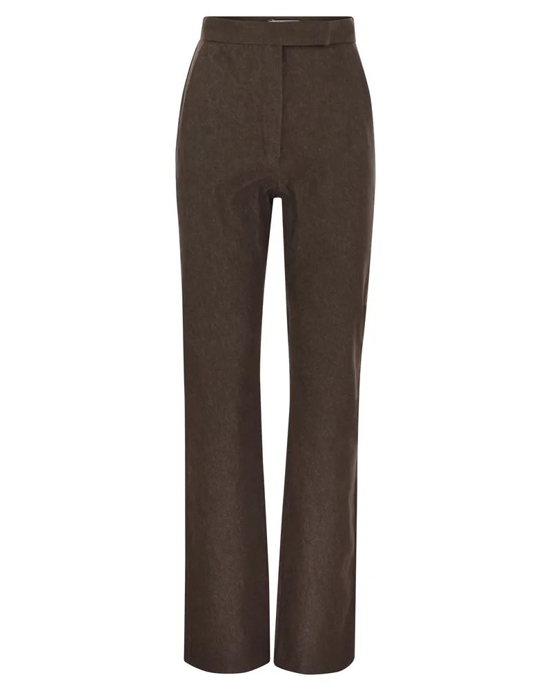 Max Mara Galizia Slim Fit Baumwollhose Brown