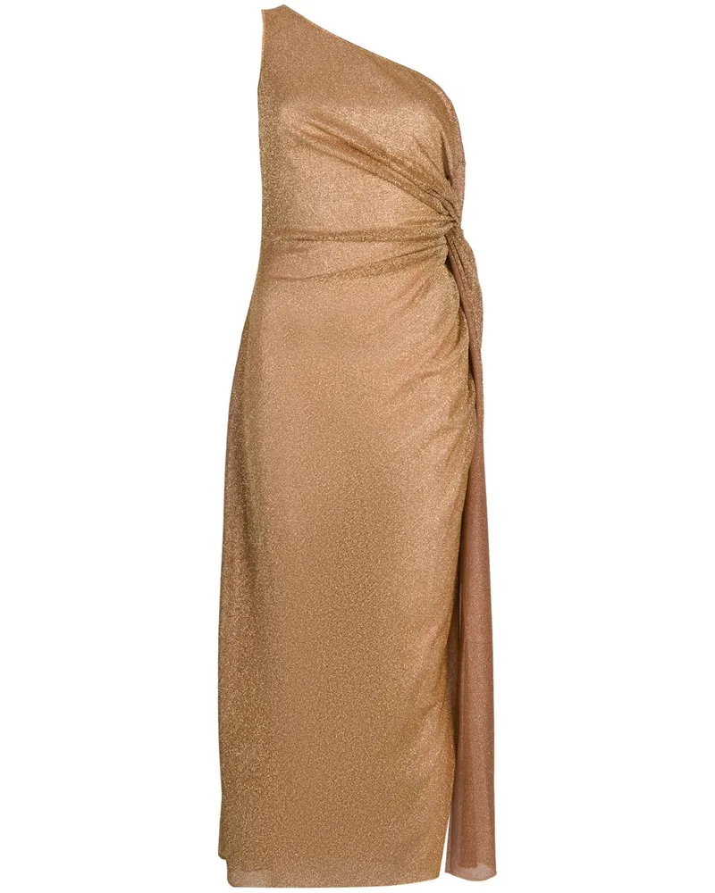 Oséree Oseee Metallic Midi -Kleid mit Knoten verziert Toffee