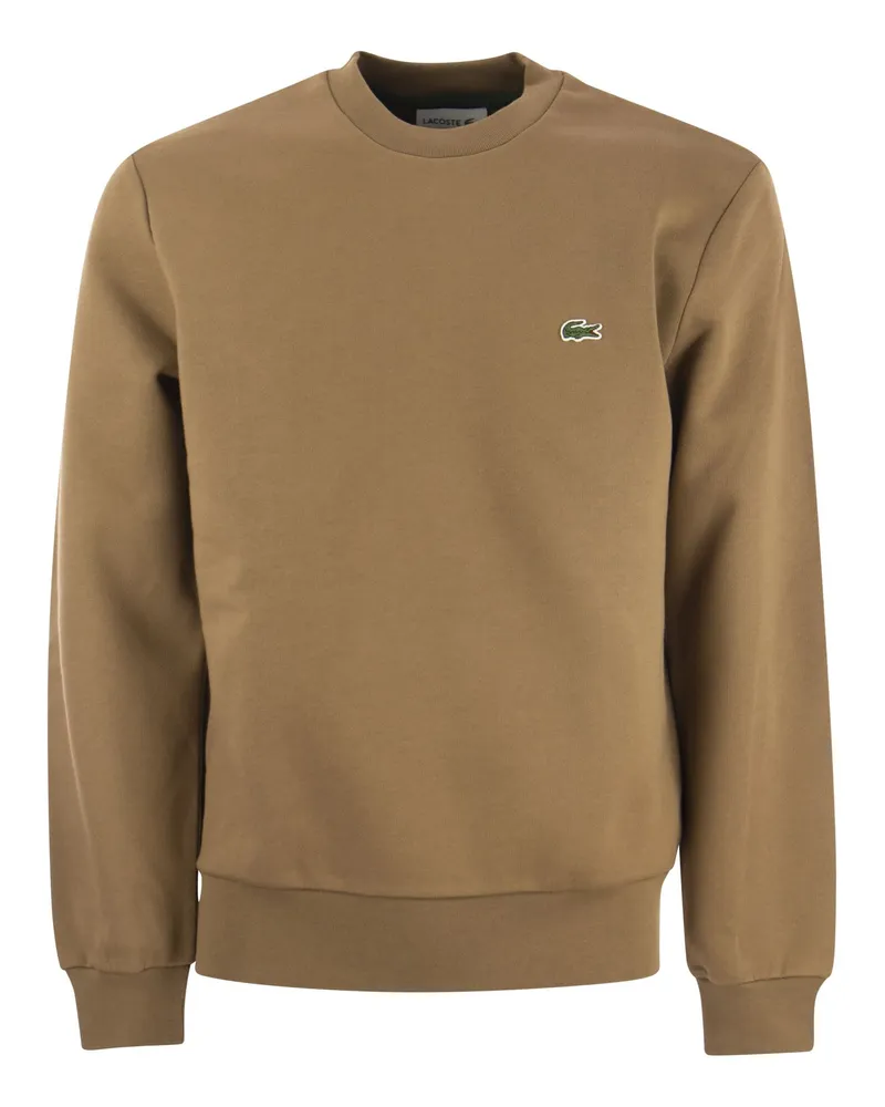 Lacoste Jogger Sweatshirt in gebürsteter Bio -Baumwolle Kamel