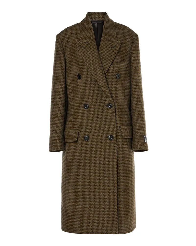 Acne Studios Acne Studios überprüfte Doppelbrust -Wollmischmackmantel Brown