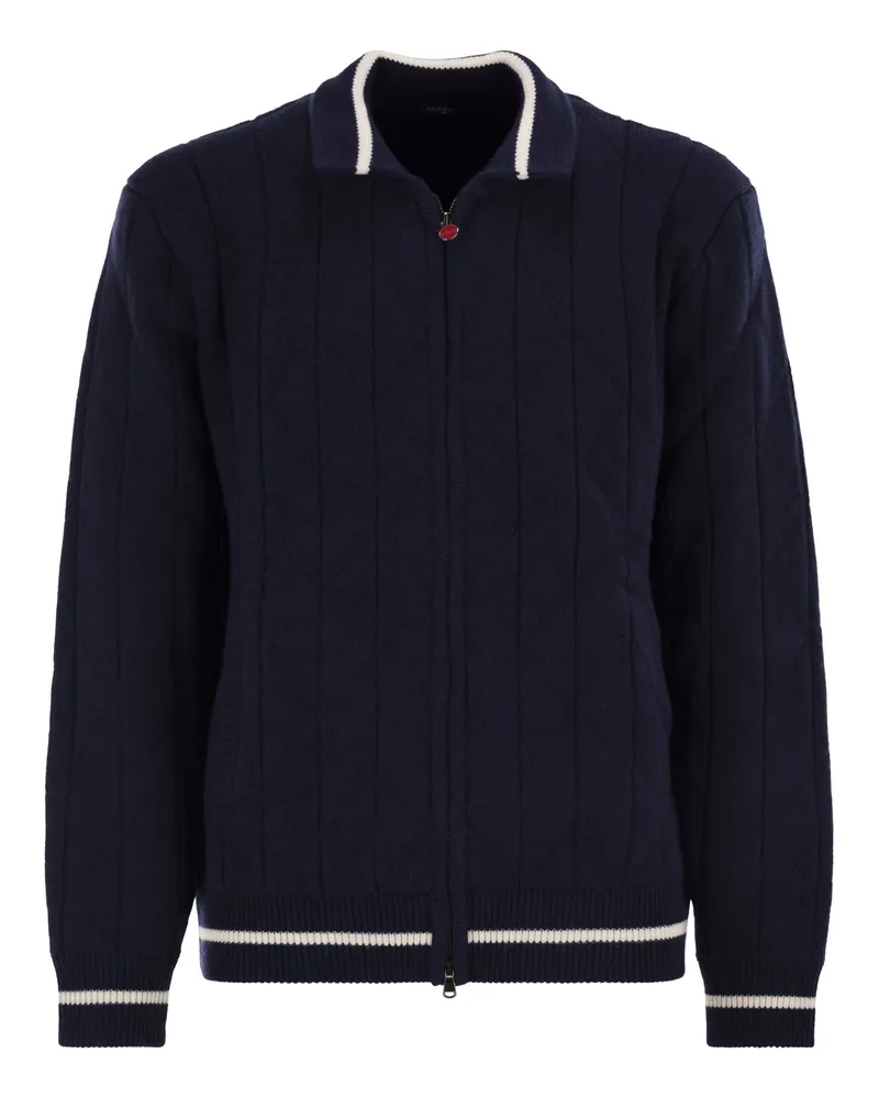 Kiton Cashmere Bomber Jacke Blue