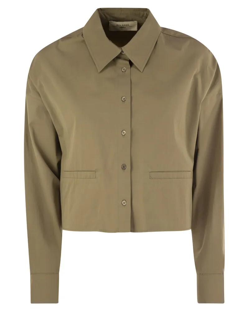 Weekend Max Mara Wochenende Max Mara Svago Schwere Baumwoll -Kastenhirt Desert