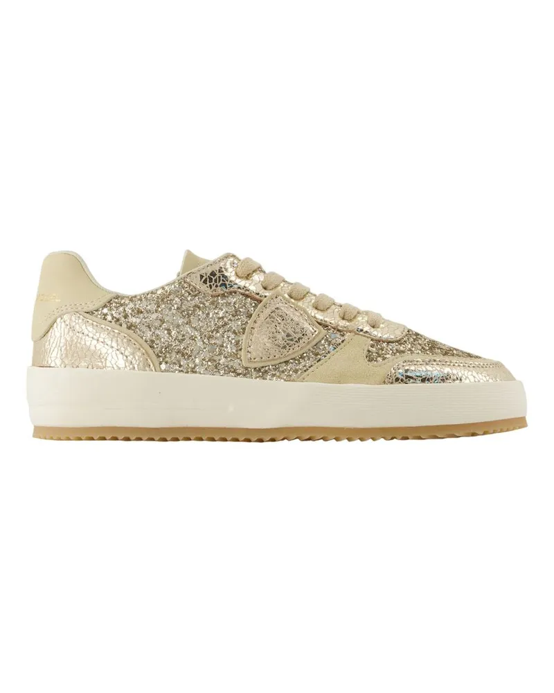 Philippe Model Turnschuhe schöne niedrige Frau  Leder Gold Gold