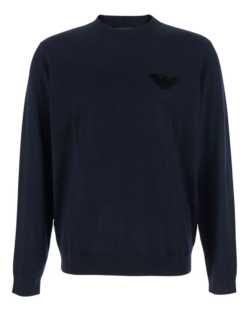Emporio Armani Woll Crewneck -Jumper Blue