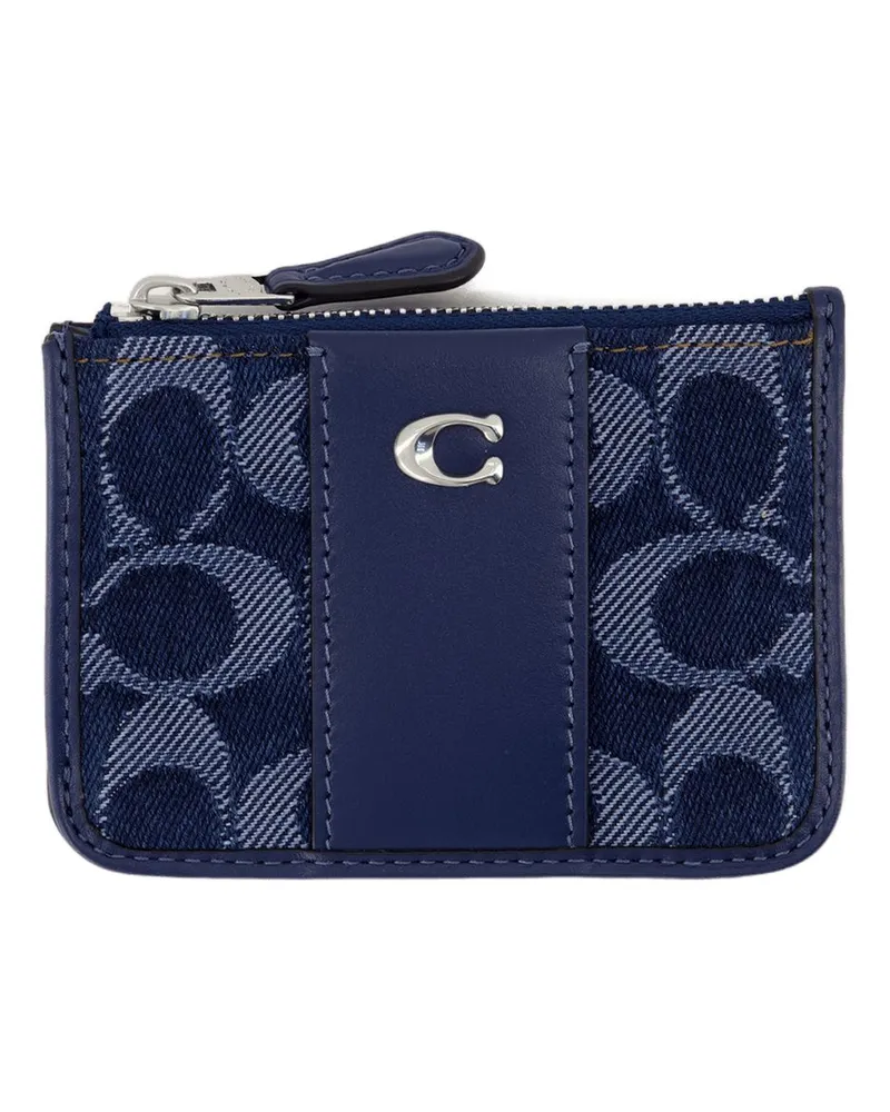 Coach Charakteristische Mini -Id -Skinny Wallet  Cotton Blue Blau