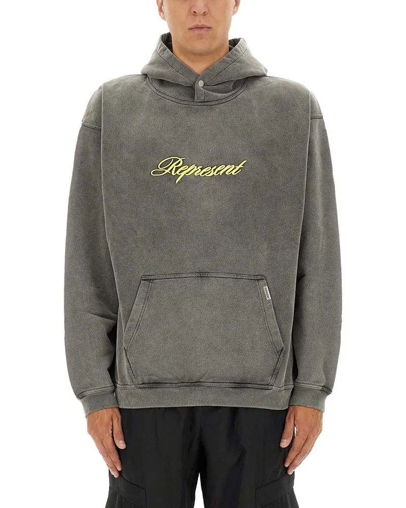 REPRESENT Repräsentieren Sie das Sweatshirt des Skriptlogos Grey