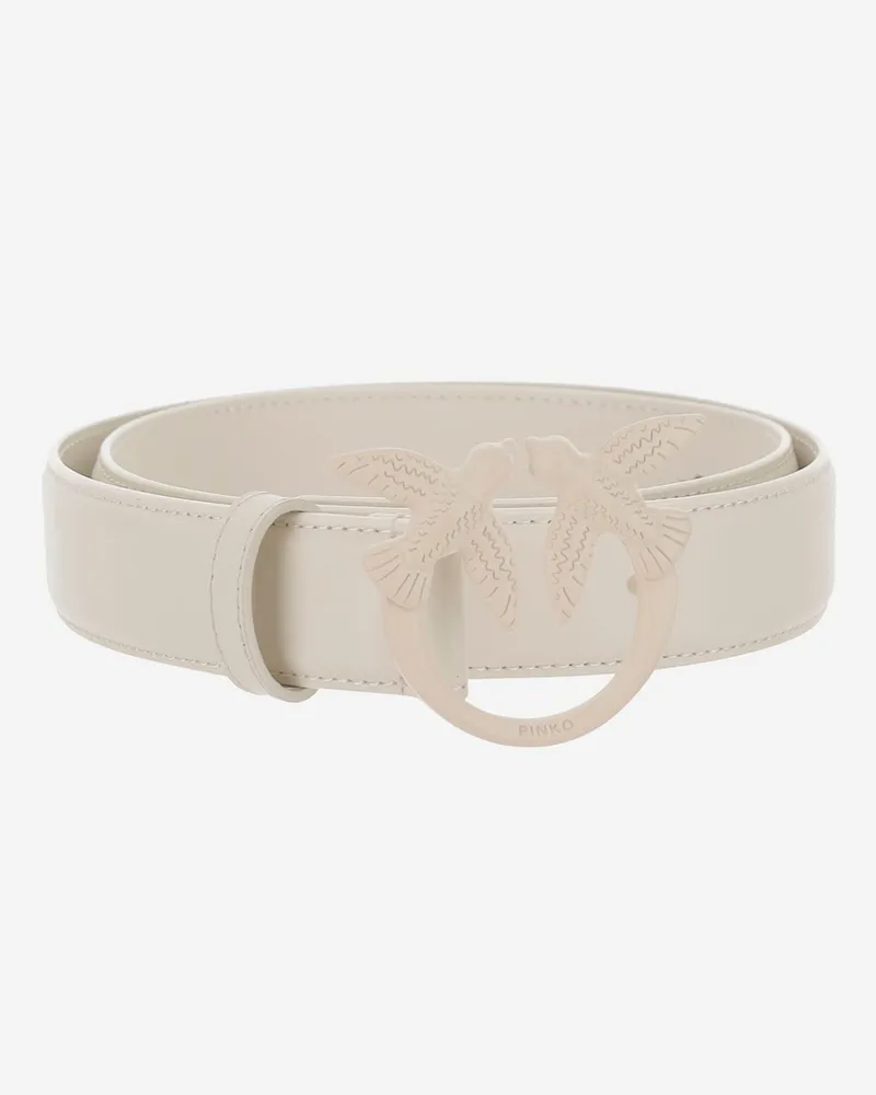 Pinko Love Berry Ledergürtel White