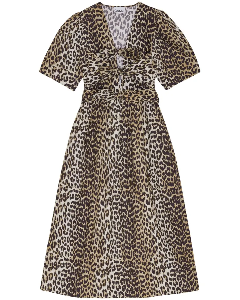 Ganni Midikleid aus Bio-Baumwolle Brown