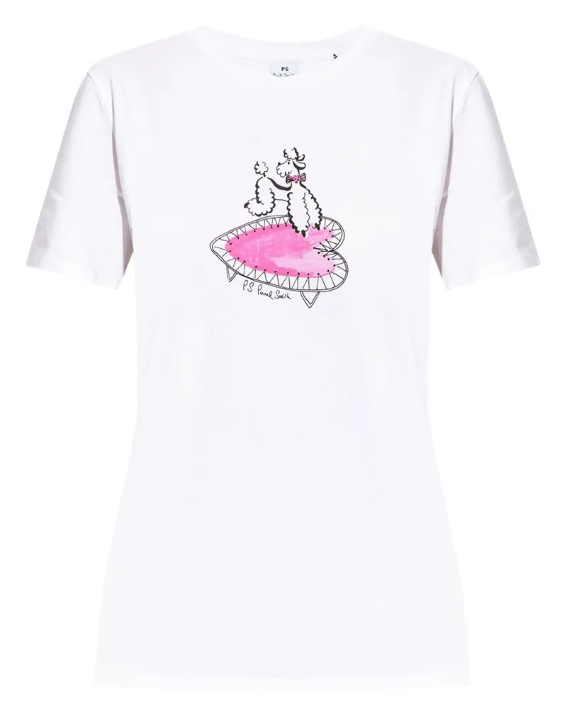 Paul Smith PS von Paul Smith Pudel Print Baumwoll -T -Shirt White