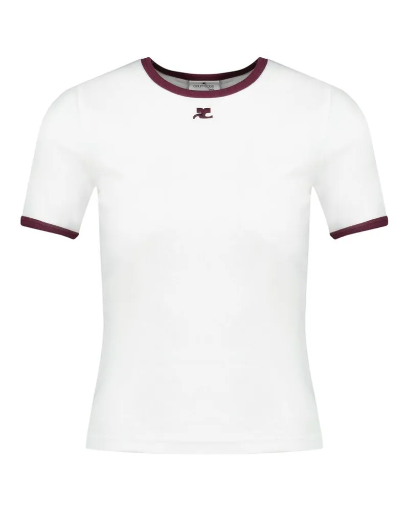 Courrèges Charakteristische T -Shirt -Courreves Baumwolle weiß White