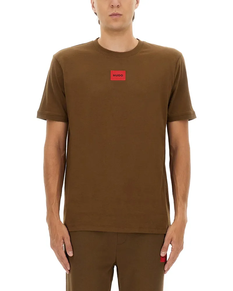 HUGO BOSS Regular Fit Sweatshirt mit Logo -Etikett Brown