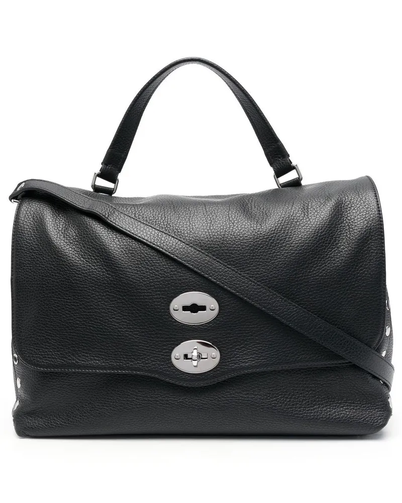 Zanellato Postina tägliche mittelgroße Lederhandtasche Black