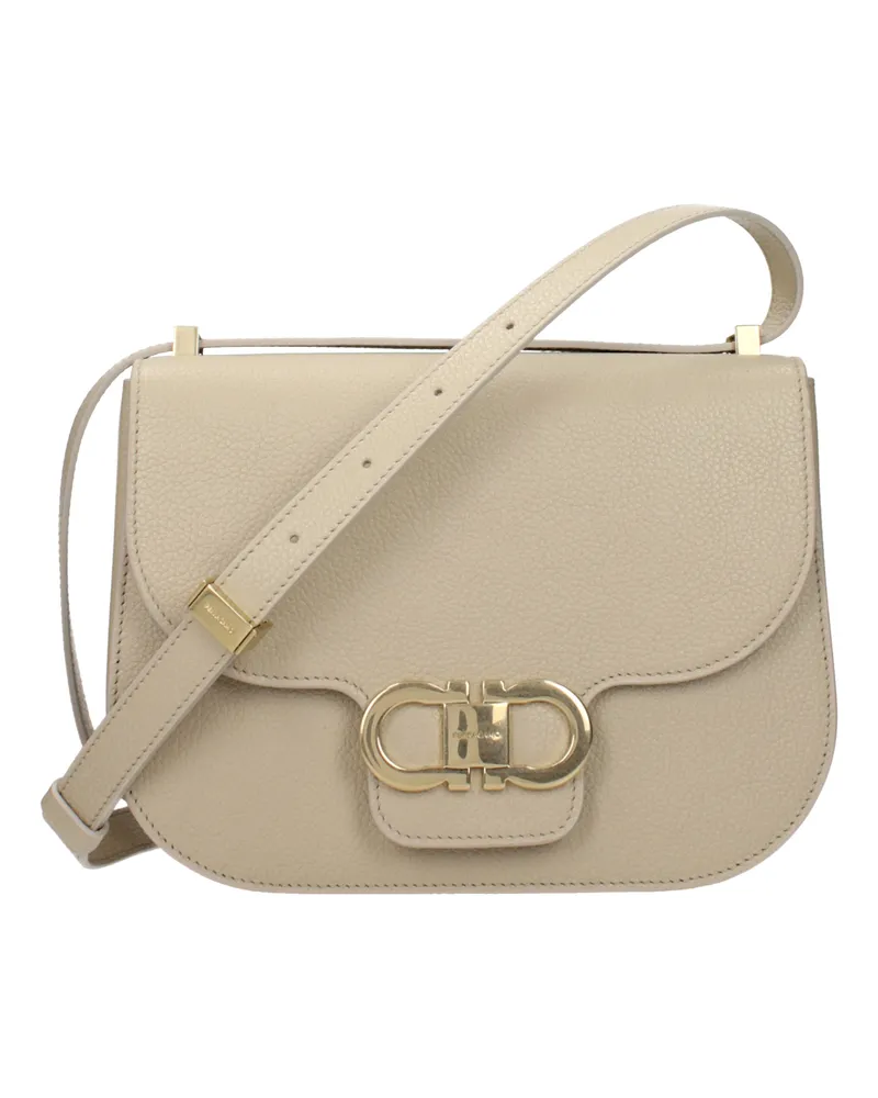 Ferragamo Damens Umhängetaschen aus Leder in Grau/Stein -