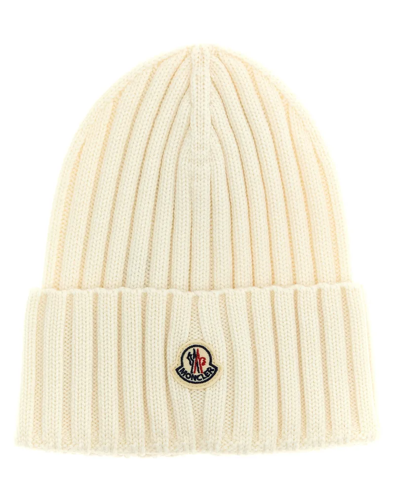 Moncler Rippe Woll Mütze White