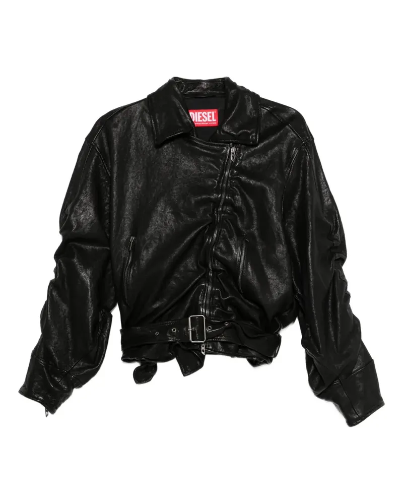 Diesel lederjacke mit Gürtel und asymmetrischem Reißverschluss 9xx