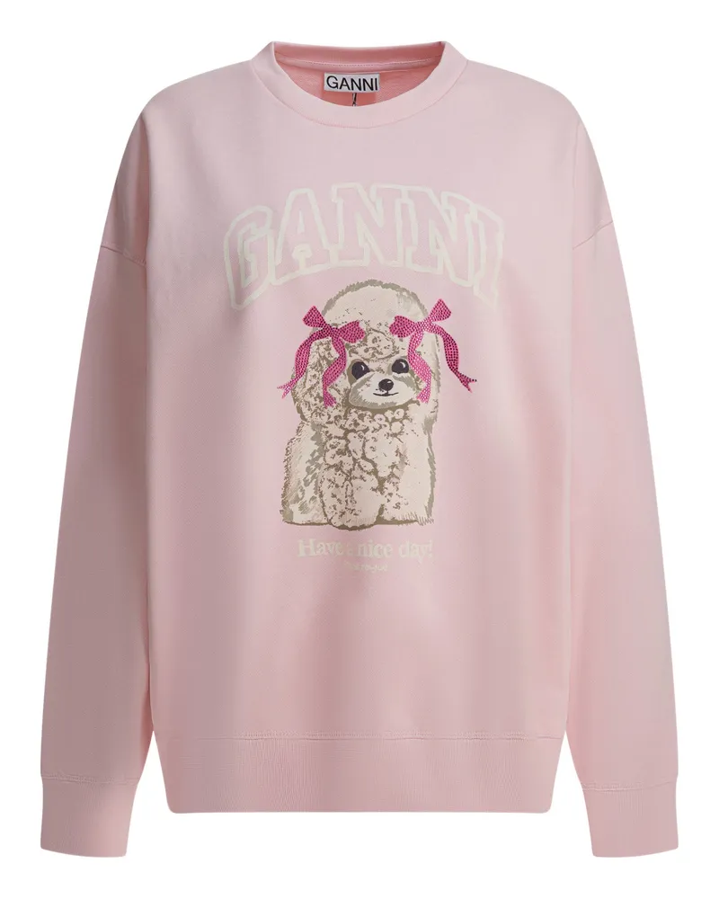 Ganni Puddle“ Rundhals-Sweatshirt Pink