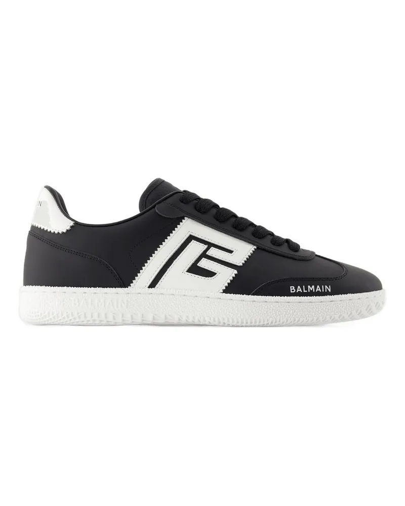 Balmain Schwan -Turnschuhe  Leder schwarz/weiß Black