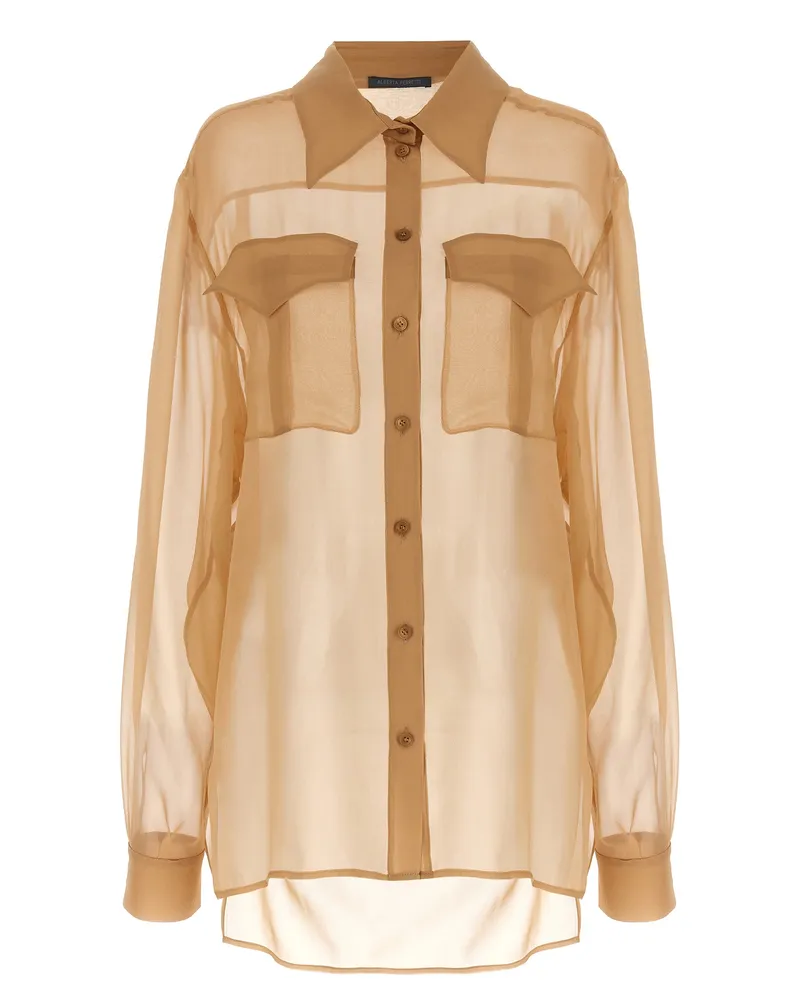 Alberta Ferretti Chiffon -Hemd Beige