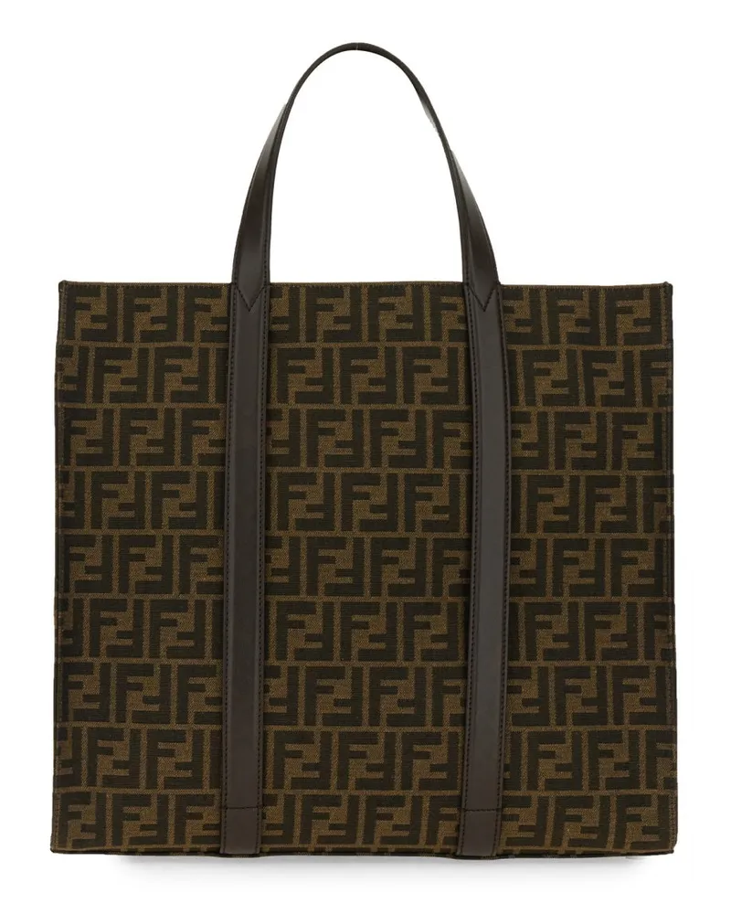 Fendi Borsa in Tessuto Jacquard Brown