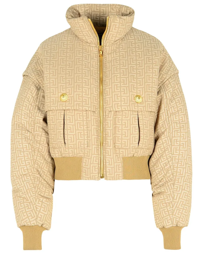 Balmain Beige Jacquard Bomberjacke Beige