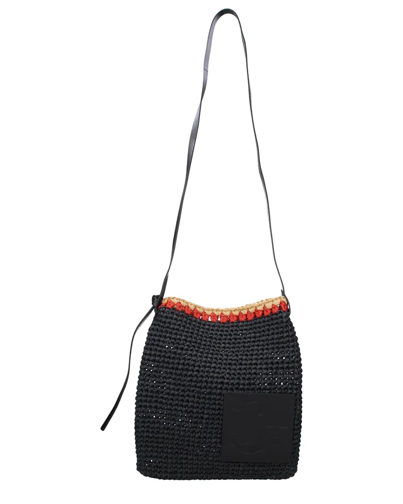 Jil Sander Herrens Umhängetasche Bast Schwarz/Rot -