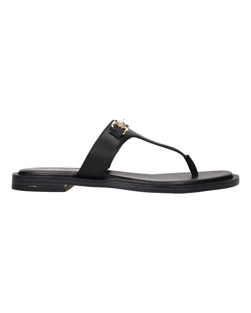 Michael Kors Carson Leder Flip Flops Damens Schwarz -