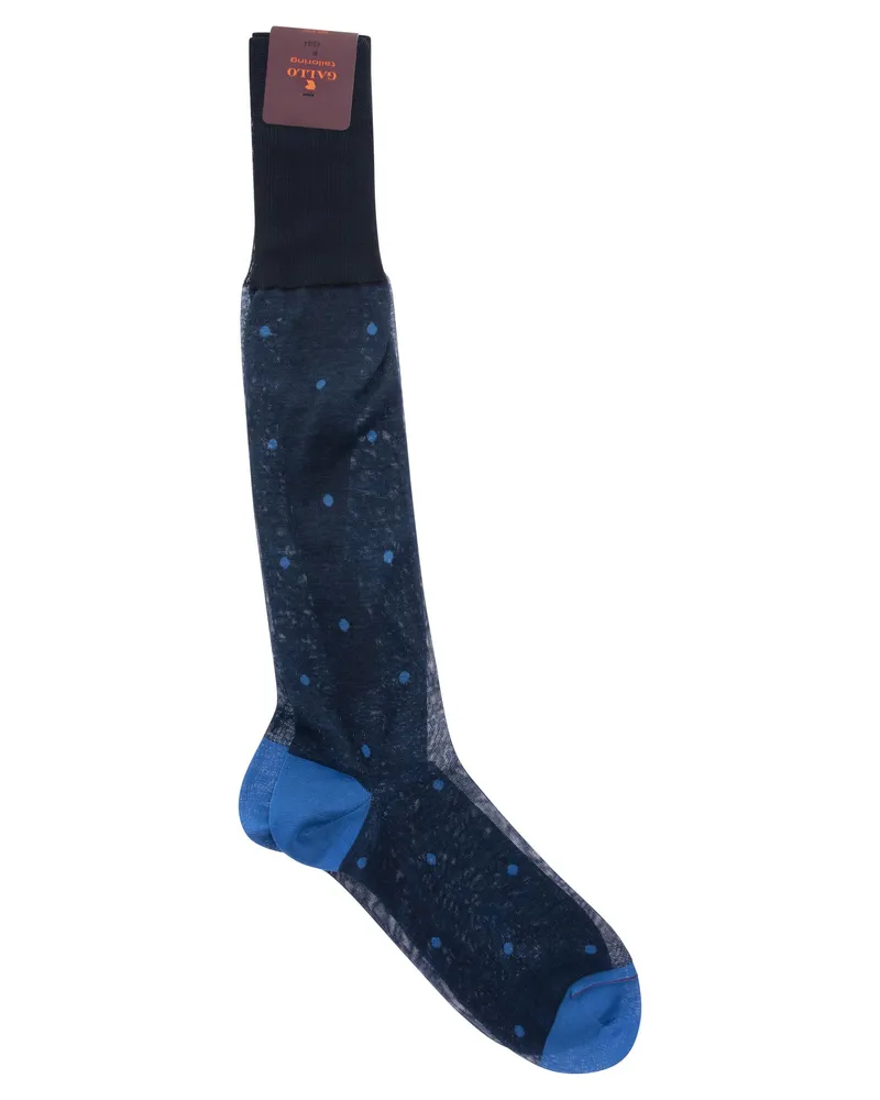Gallo Polka Dot Baumwoll lange Socken Blau