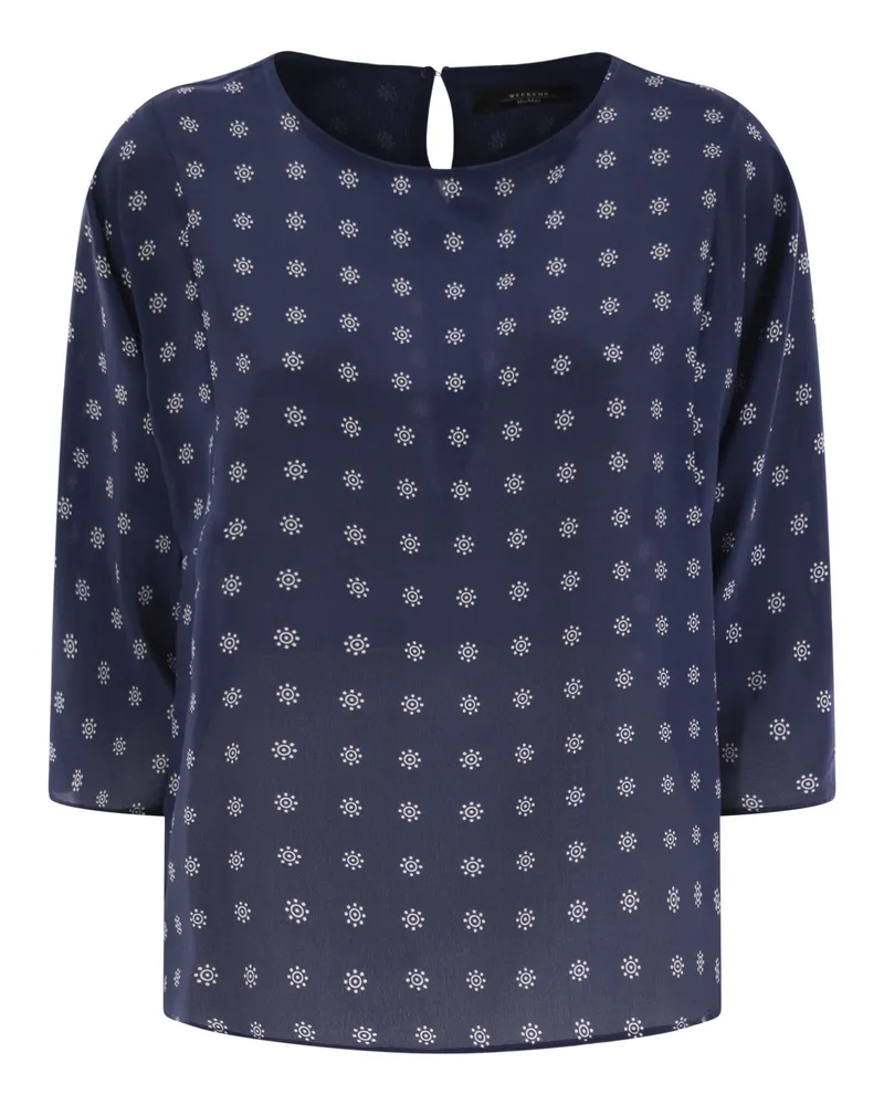 Max Mara Wochenende Max Mara Adone Crewneck Bluse in Crepe de Chine Blue