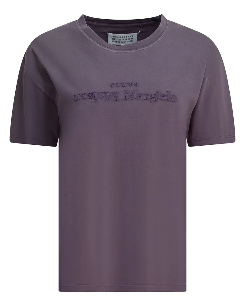 Maison Margiela T-Shirt mit umgekehrtem Logo Purple