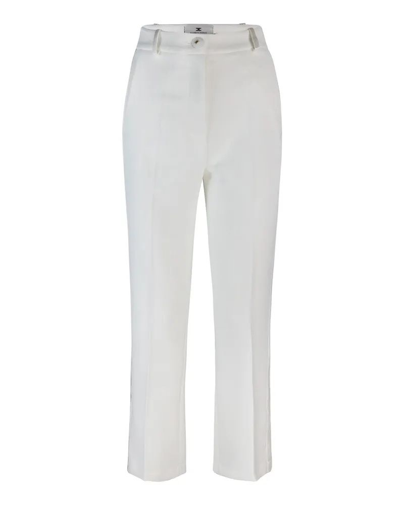 Elisabetta Franchi Pantaloni Rauchen in Crêpe Con Band in Raso White