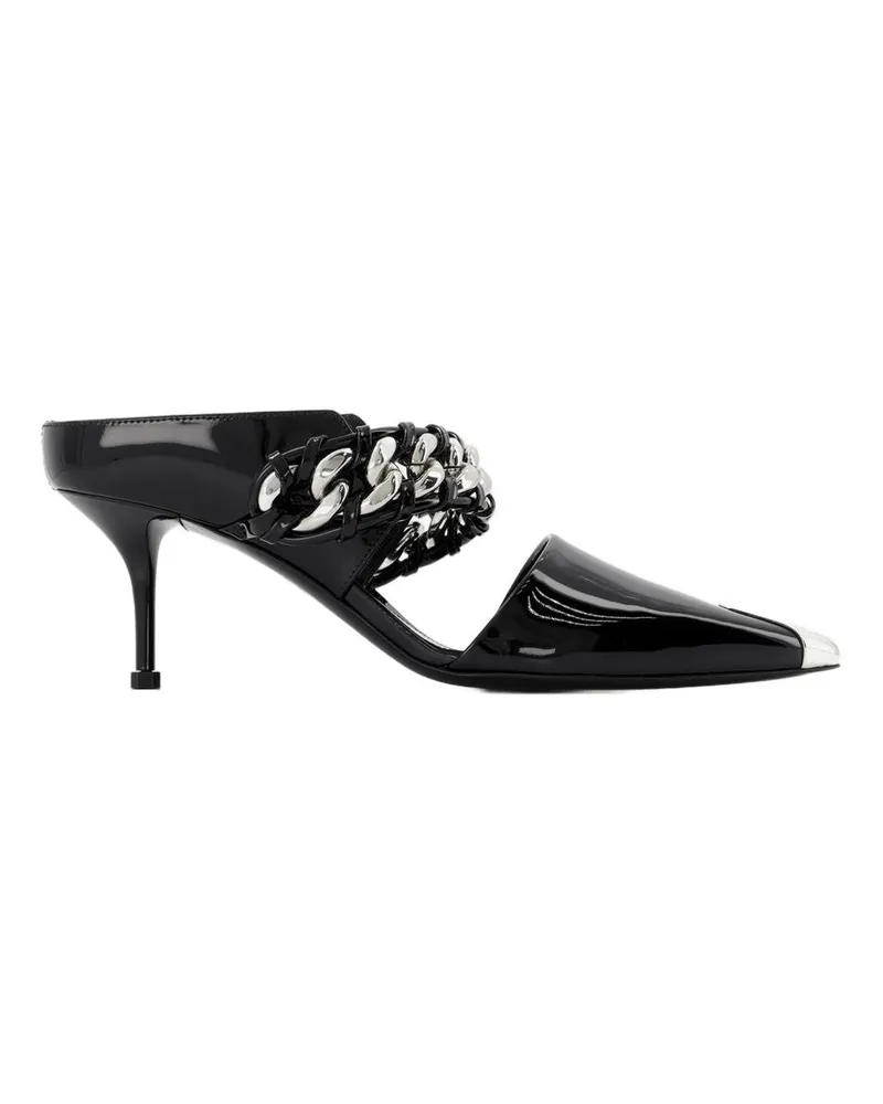 Alexander McQueen Sandalen in Schwarz/Silberleder Black