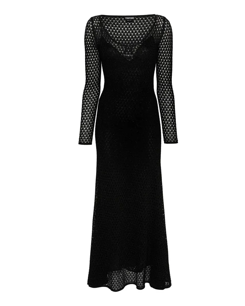 Tom Ford Lurex Häkeln Maxi Kleid Black