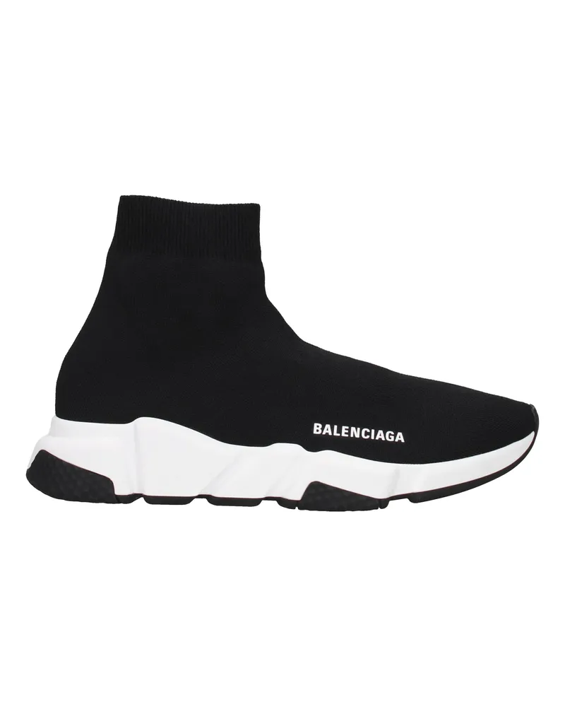 Balenciaga Speed Herrens Sneakers Stoff Schwarz/Weiß -