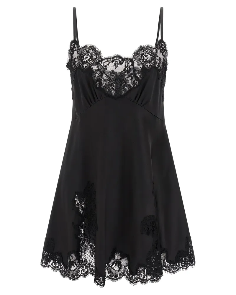 Dolce & Gabbana Satin und Spitzenkleid Black