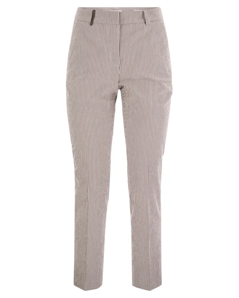 Peserico Seersucker Baumwollzigarettenhose Brown