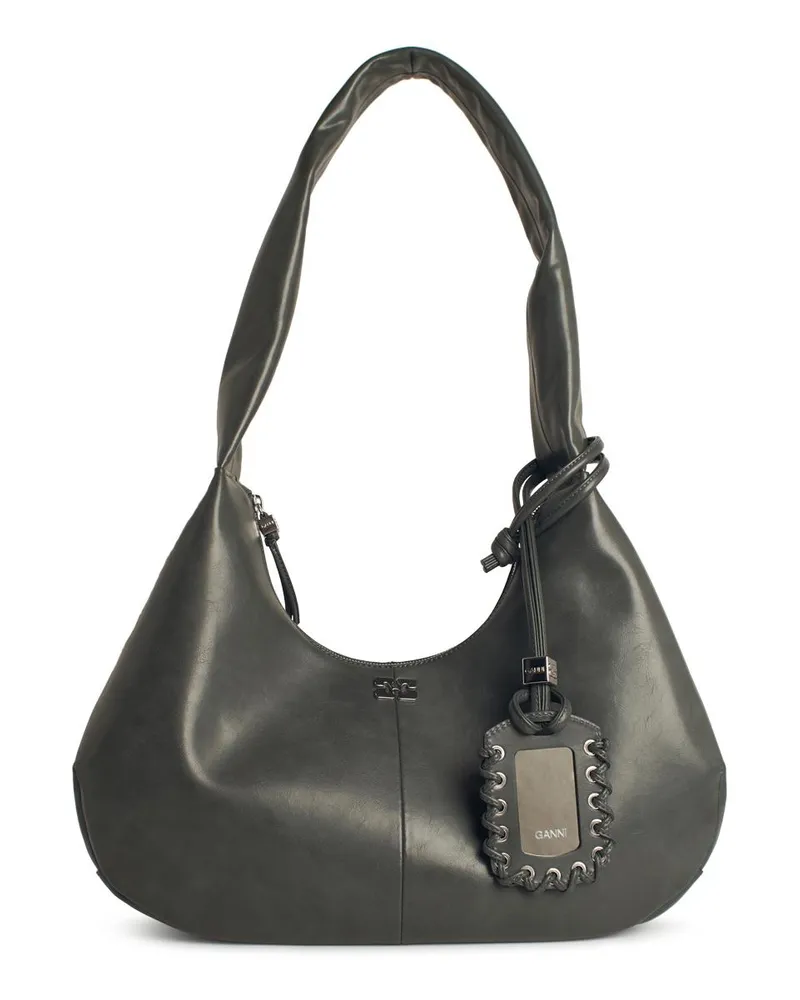 Ganni Bou' mittlerer Beutel in Grey Lear Mischung Grey