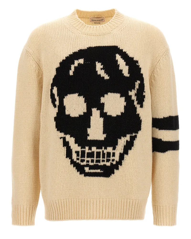 Alexander McQueen Kontrast intarsien Pullover White