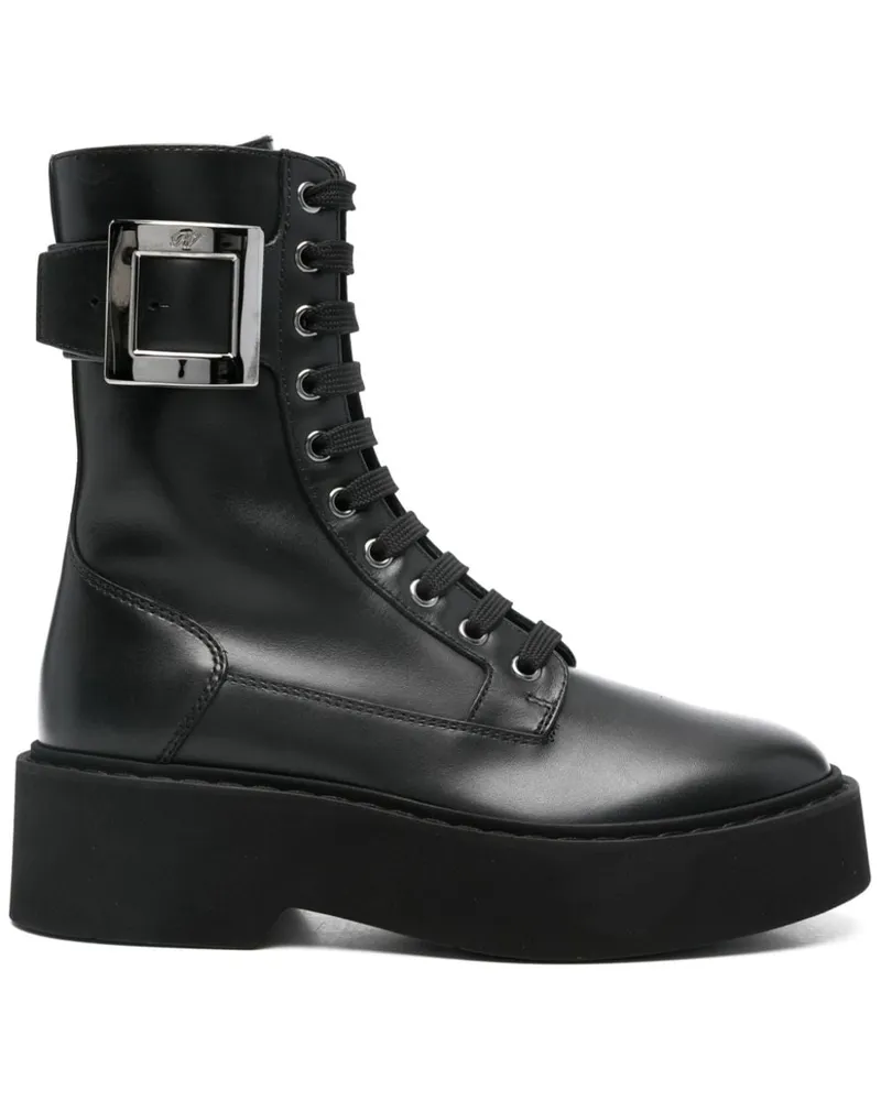 Roger Vivier Viv Rangers Lederstiefel Black