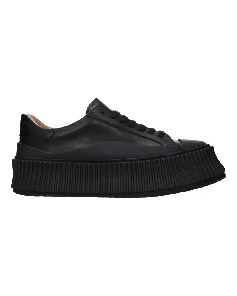 Jil Sander Damens Turnschuhe aus schwarzem Leder -