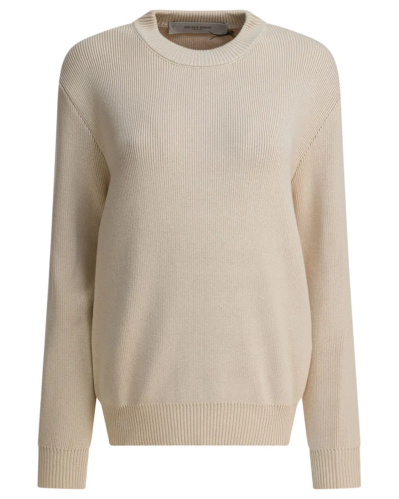 Golden Goose Pullover mit Rundhalsausschnitt und Logo Beige