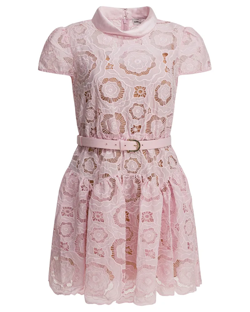 Self-Portrait Ausgestelltes Kleid mit floraler Spitze von Pink