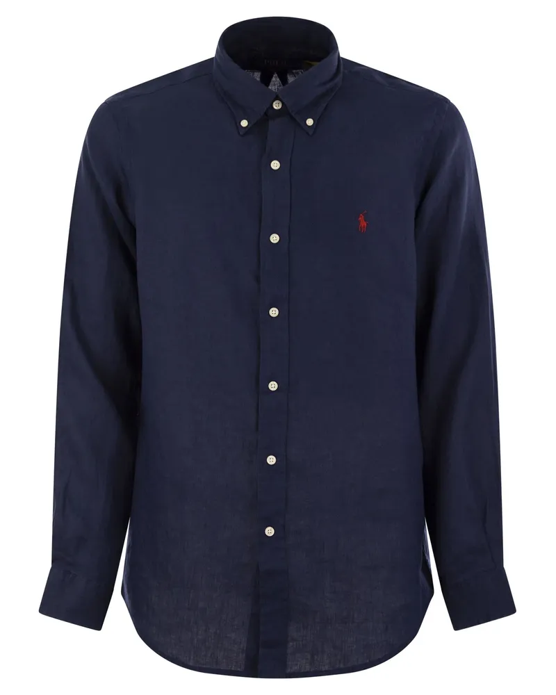 Ralph Lauren Custom Fit Leinenhemd Navy